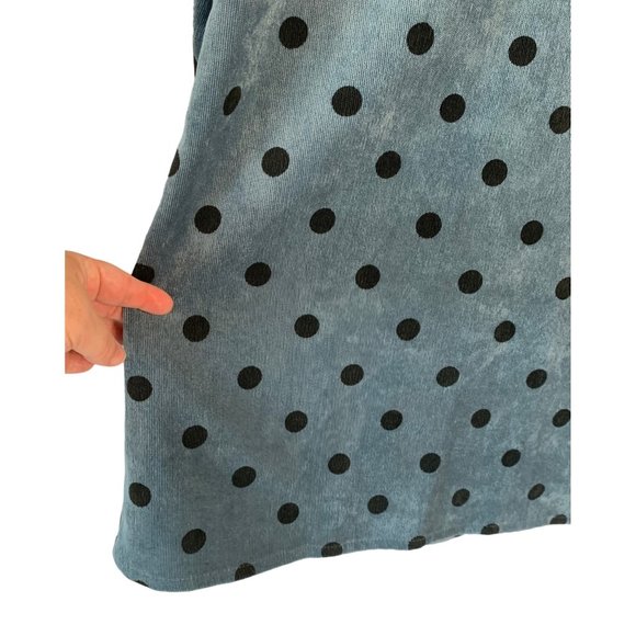 NWOT! ZARA Navy Blue + Black Polka Dot High-Neck Corduroy Mini Shift Dress - M - Picture 9 of 9